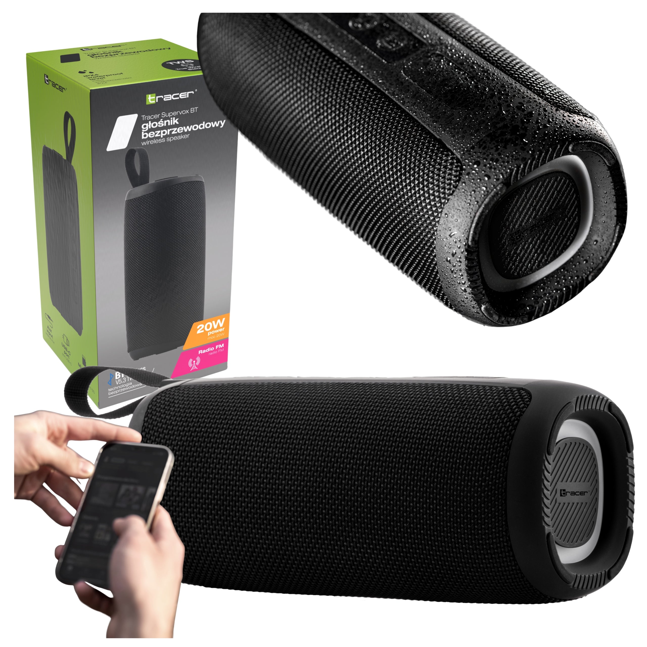 2X BLUETOOTH SPEAKER WITH RADIO PORTABLE WIRELESS BOOMBOX 20W USB AUX S Brand Tracer