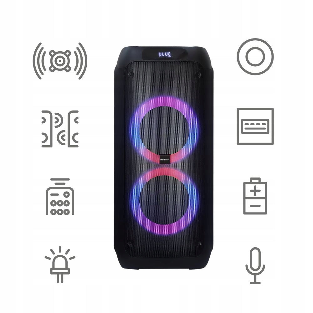 2X Bluetooth speaker Karaoke Manta 2x8' Manta ATTIS microphone SPK0802B120 ra Brand Manta
