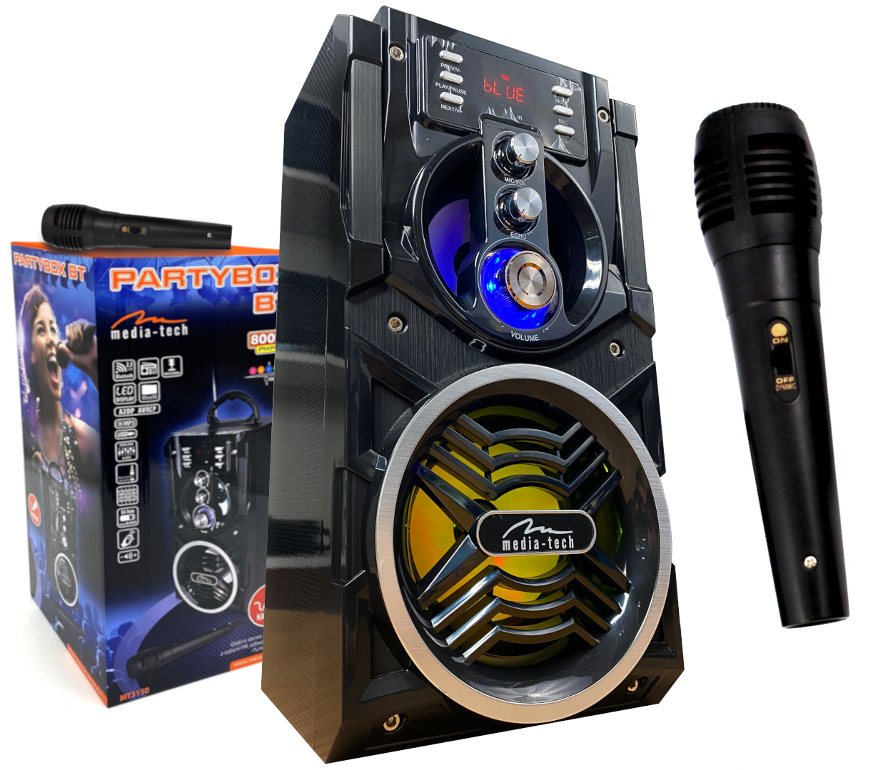 2X Boombox KARAOKE Media-Tech MT3150 MP3 FM Bluetooth Model Partybox BT MT3150