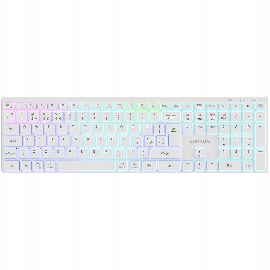 2X CANYON Keyboard HKB-W11 UK/US RGB Two Modes Wireless White