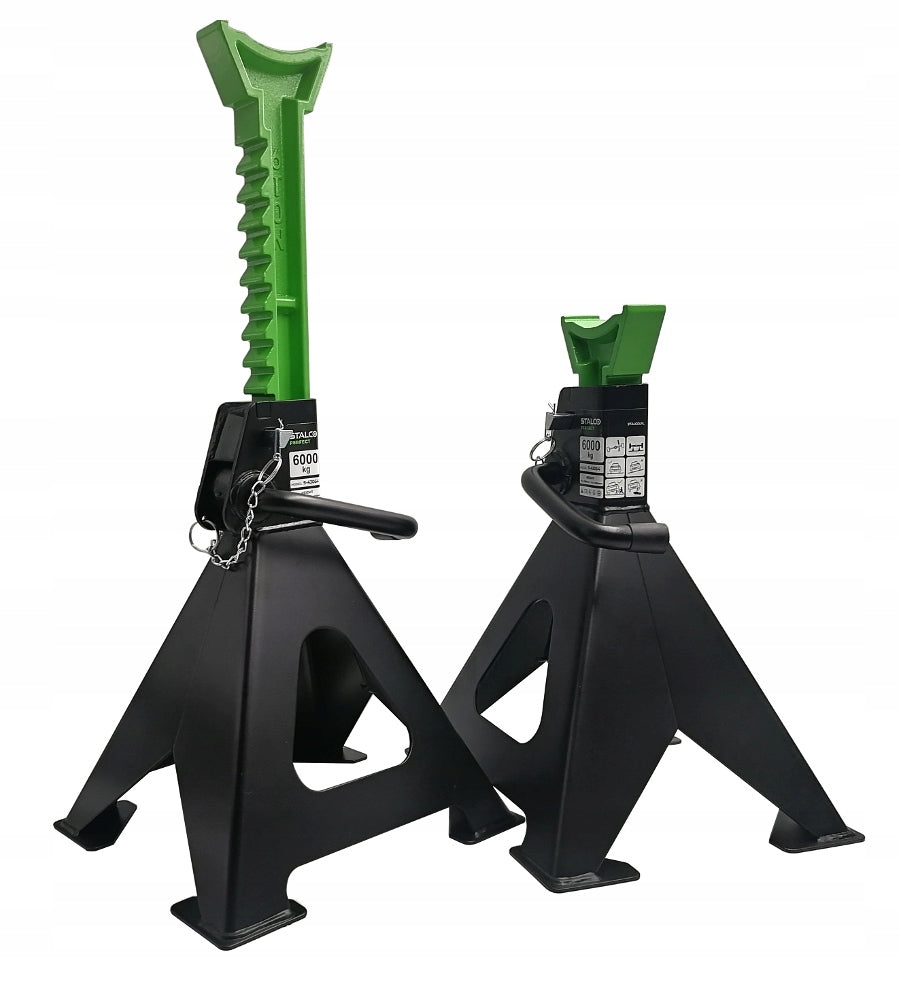 2X CAR KICKSTAND STANDS (2 PCS) 6 TONS 390 - 605 MM STEEL Brand Stalco