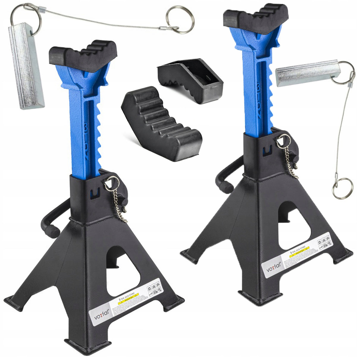 2X CAR SUPPORT WORKSHOP STANDS 3T WITH PIN RUBBER LOCK
