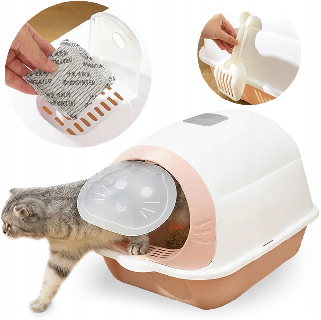 2X CAT LITTER BOX LARGE CLOSED WITH LITTER WITH FILTER