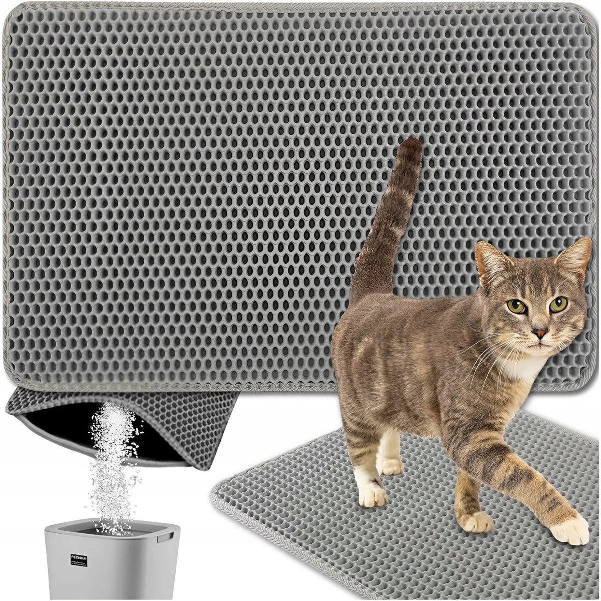 2X CAT LITTER BOX MAT WIPER DOUBLE LAYER PAD LARGE FOR GRAVEL