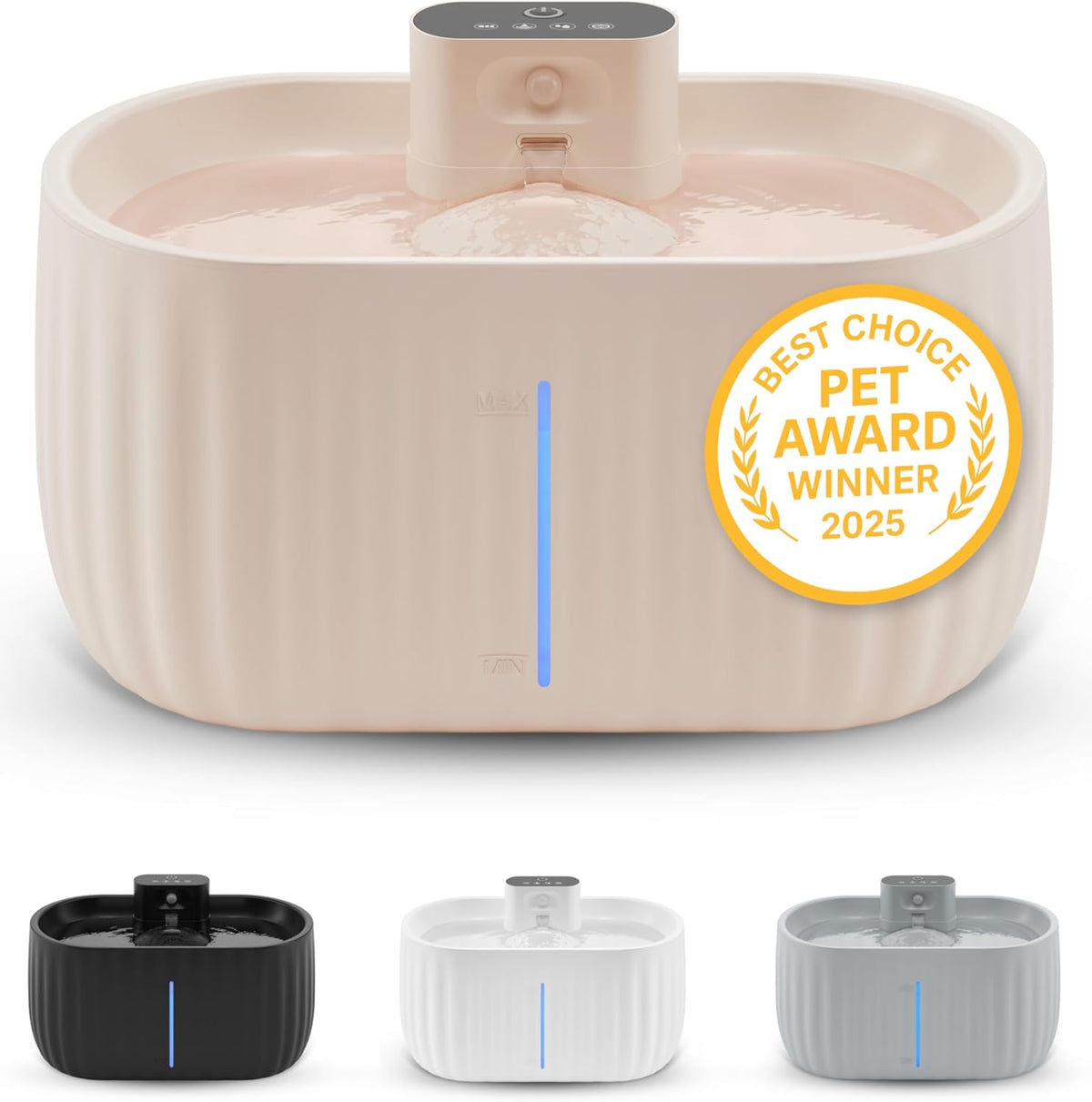 2X CAT WATER FOUNTAIN 3L WIRELESS MOTION SENSOR BEIGE