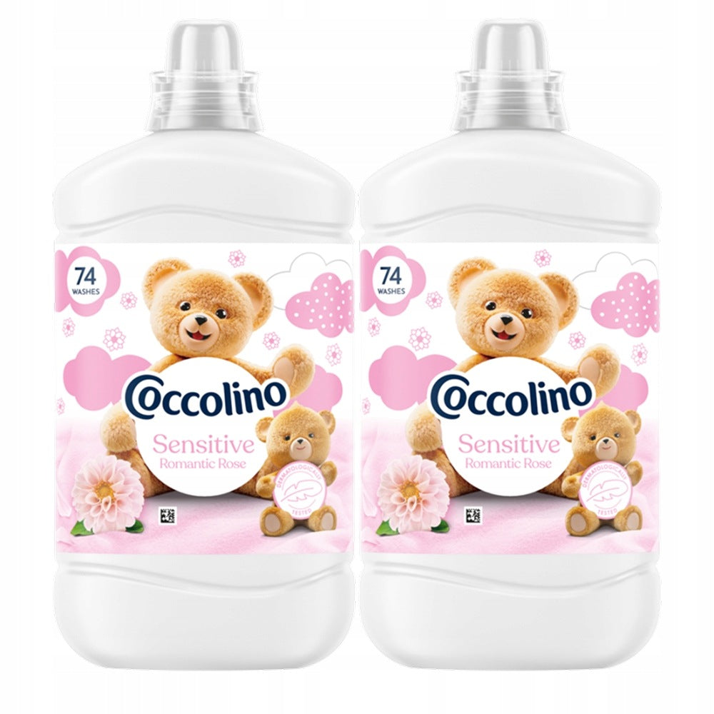 2X COCCOLINO SENSITIVE ROMANTIC ROSE - SOFTENER, 74 WASHES (1702ML)