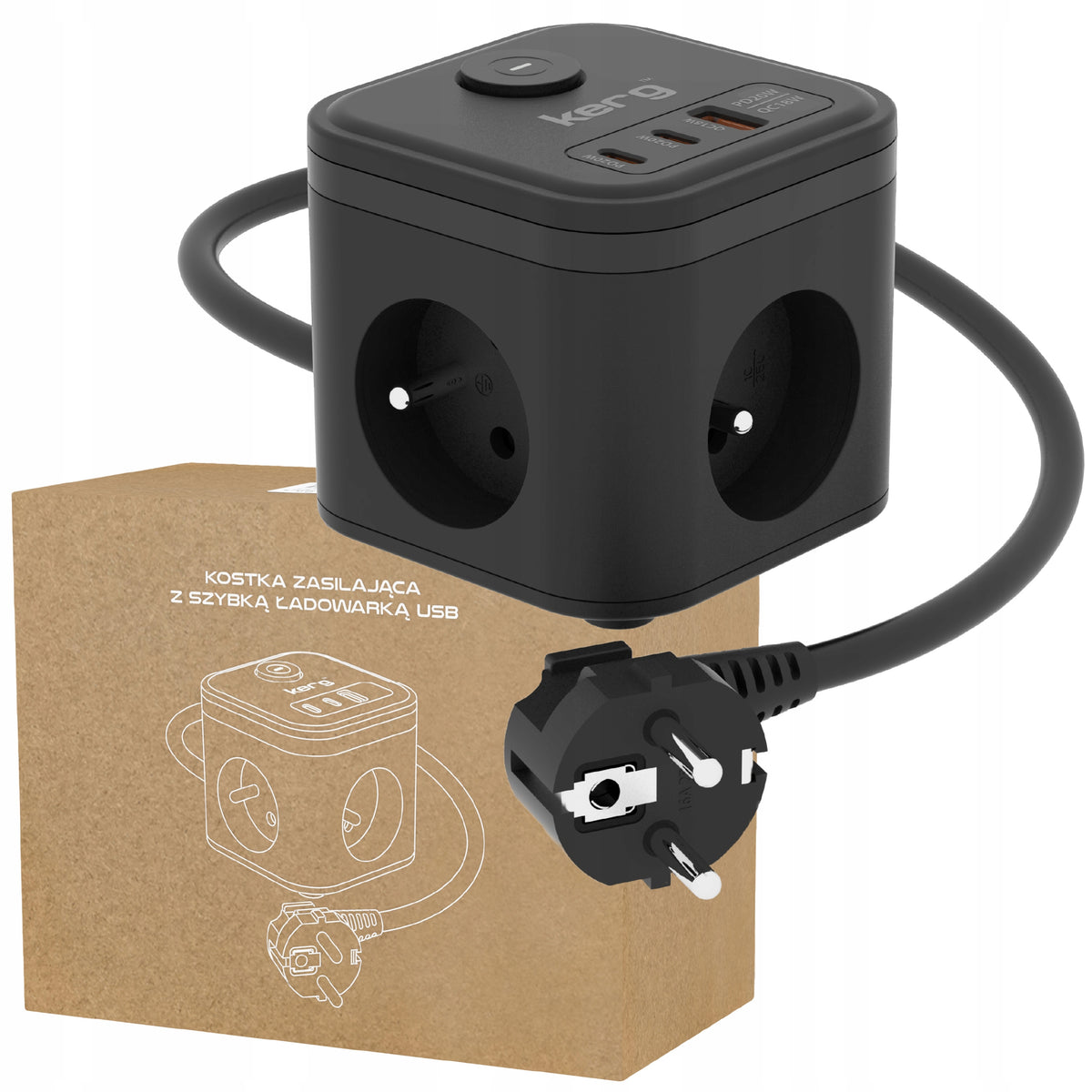 2X Cube Power Strip Thief Splitter 3 Socket USB Kerg 1,5