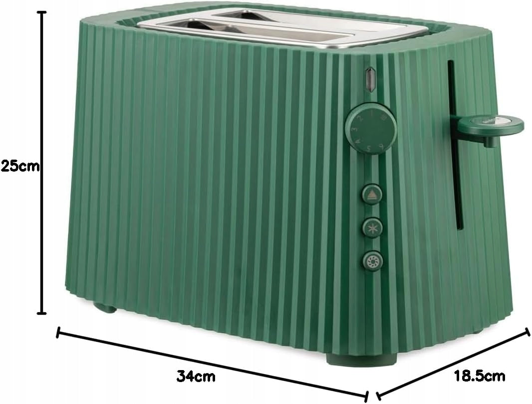 2X DESIGNER TOASTER 2 SLICES GREEN 6 LEVELS TOASTING MODERN LOOK Dominant color green