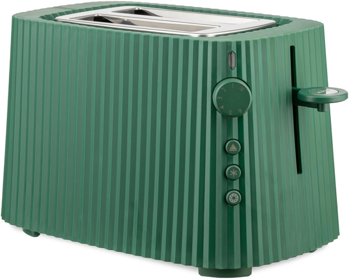 2X DESIGNER TOASTER 2 SLICES GREEN 6 LEVELS TOASTING MODERN LOOK