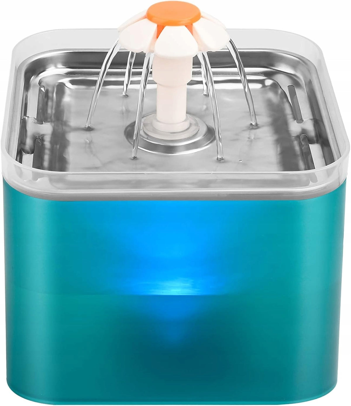 2X DOG CAT FOUNTAIN STAINLESS STEEL LED FILTER PUMP WATER 2L