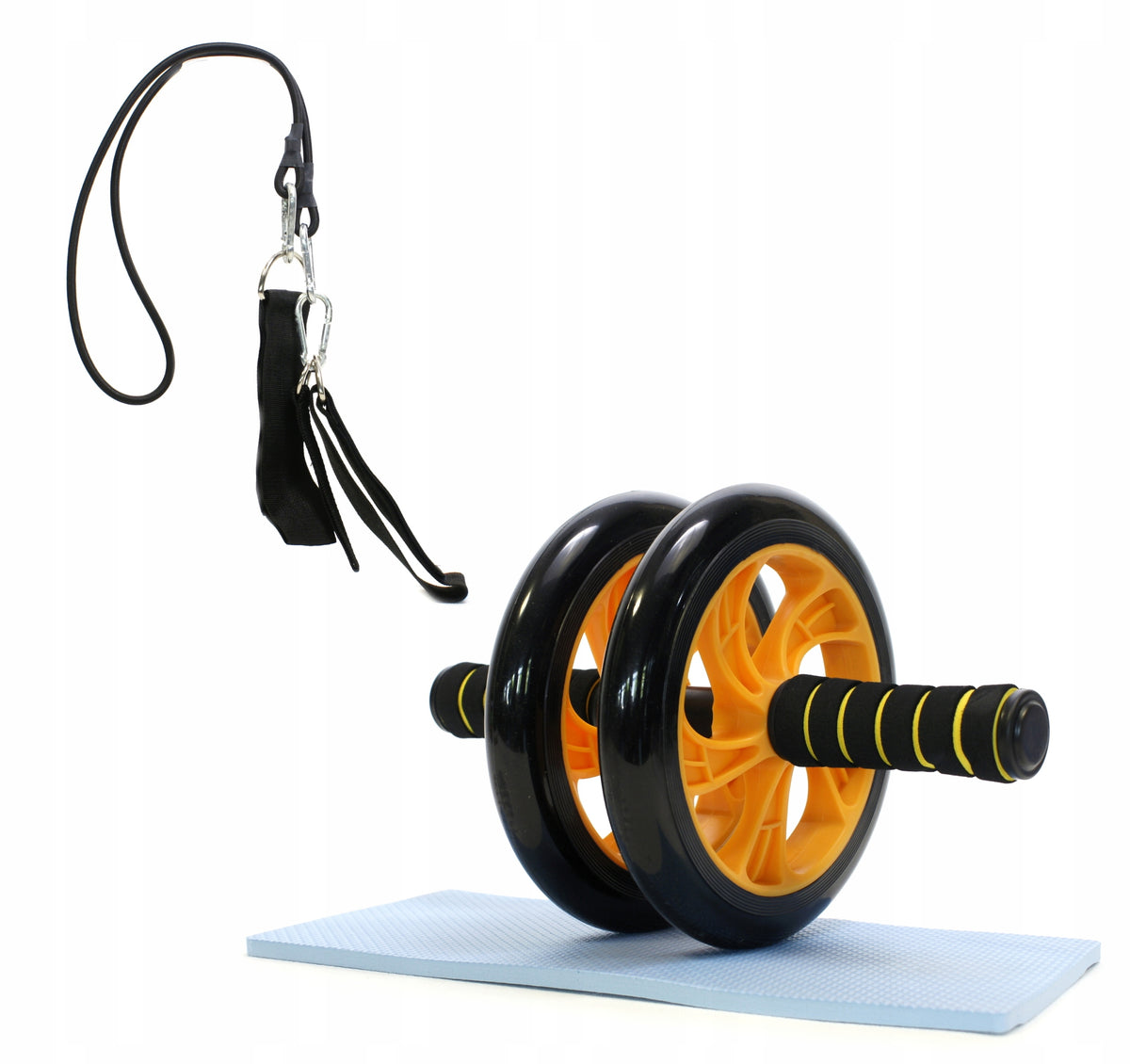 2X DOUBLE EXERCISE WHEEL MAT + RUBBER AB WHEEL
