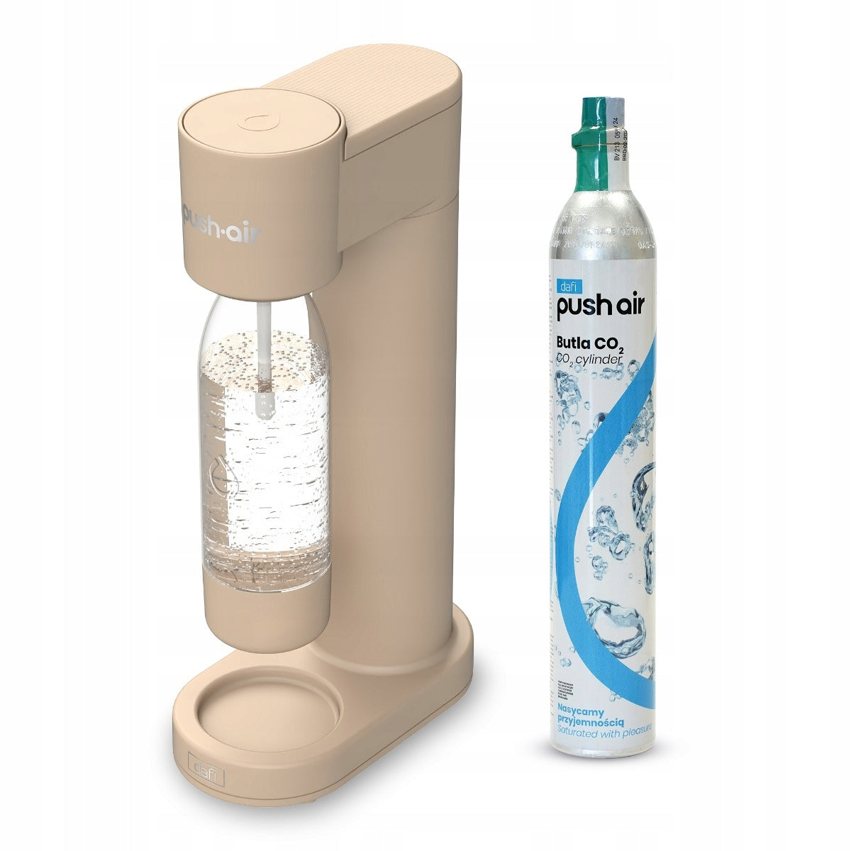 2X Dafi PushAir Saturator with CO2 cartridge + 0,7l Cappuccino bottle Brand Dafi