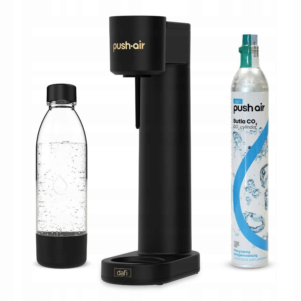 2X Dafi PushAir Saturator with CO2 cartridge + 0,7l bottle Black and gold Brand Dafi