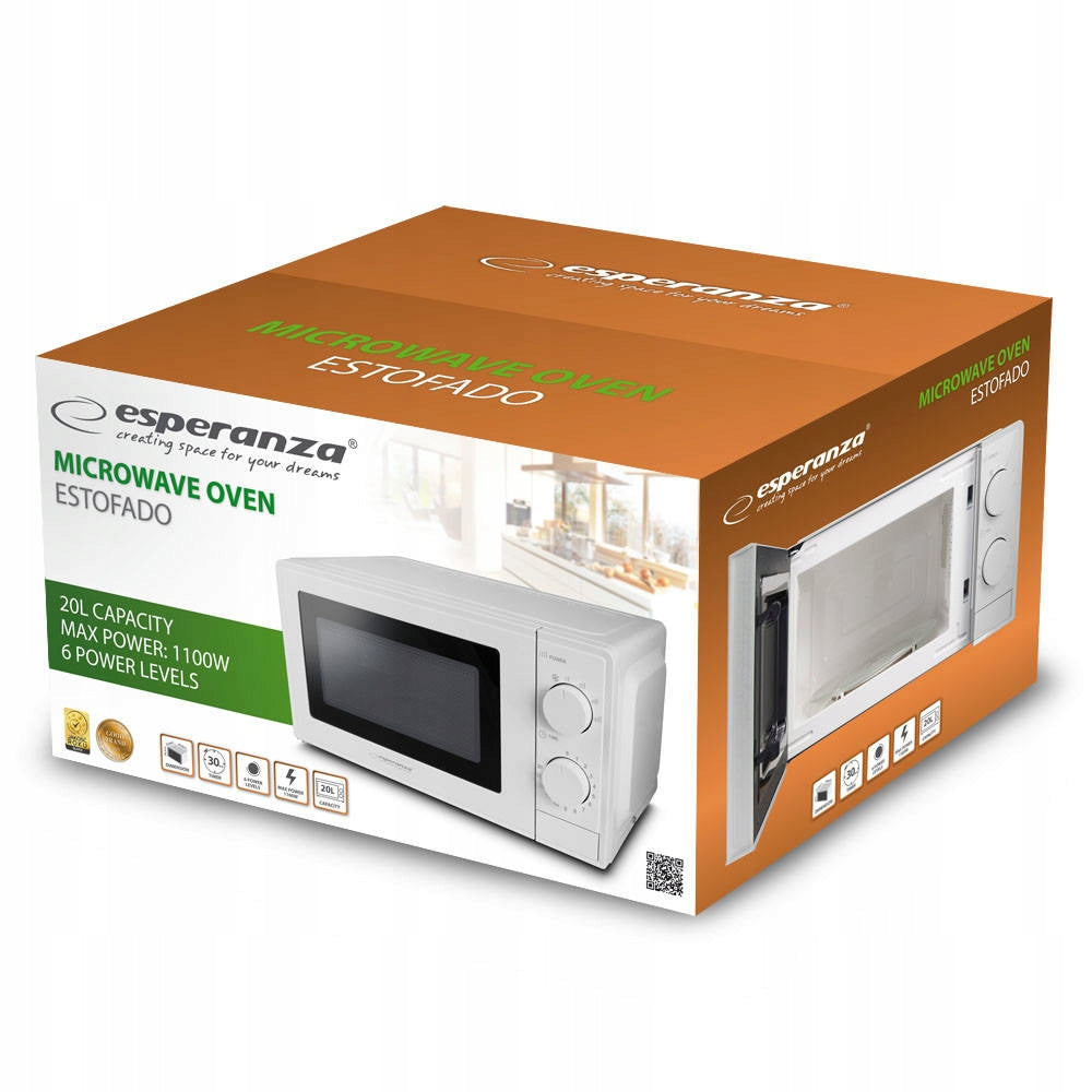 2X ECO011W ESTOFADO MICROWAVE OVEN ESPERANZA WHITE 20L SIMPLE OPERATION Model ESTOFADO