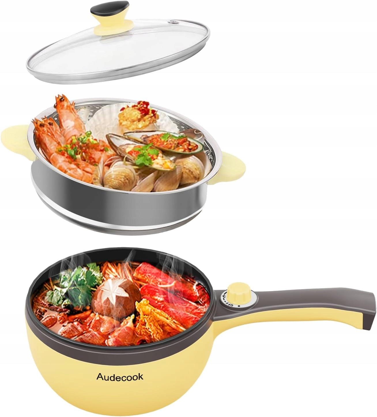 2X ELECTRIC HOT POT STEAMER 1,5L NON-STICK 600W