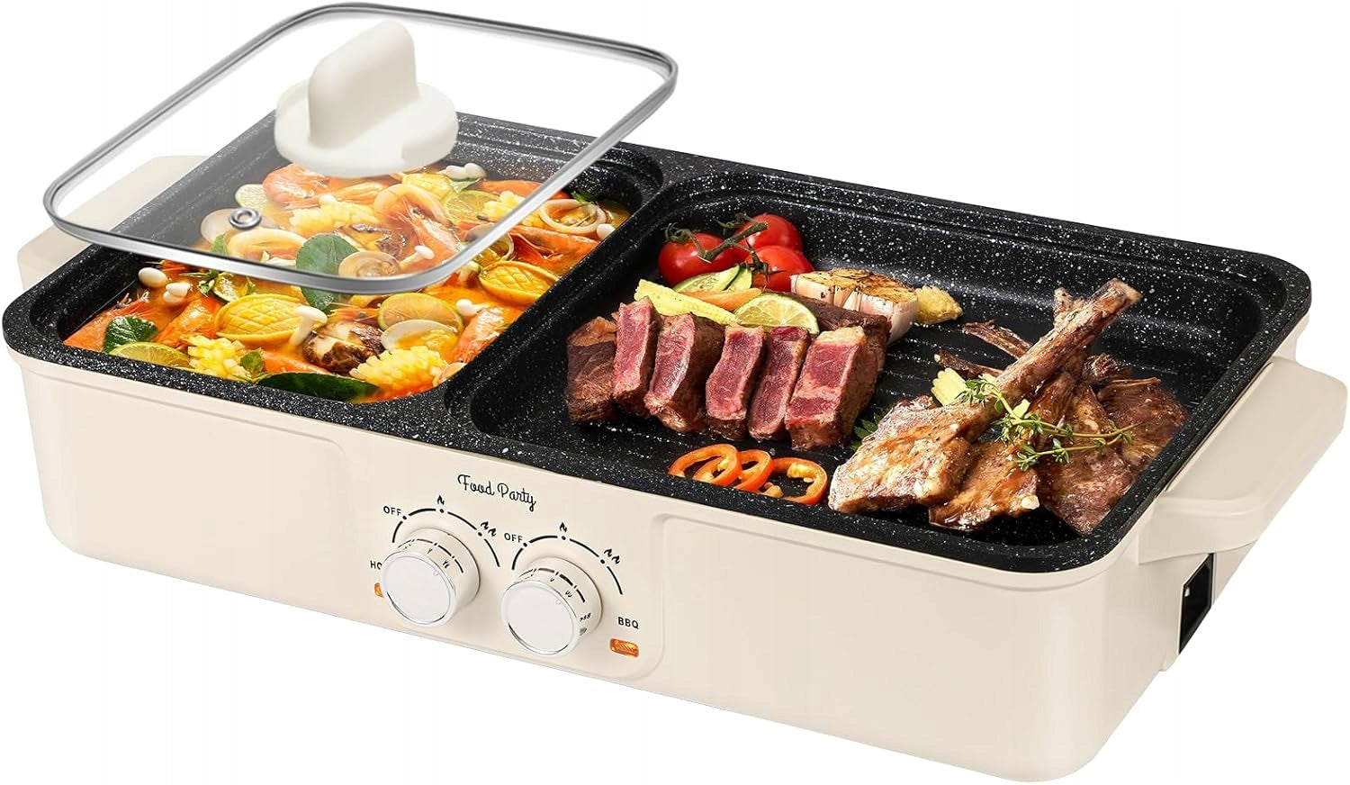 2X ELECTRIC HOT POT TABLE GRILL 2IN1 BBQ SMOKE FREE 1500W Brand no brand