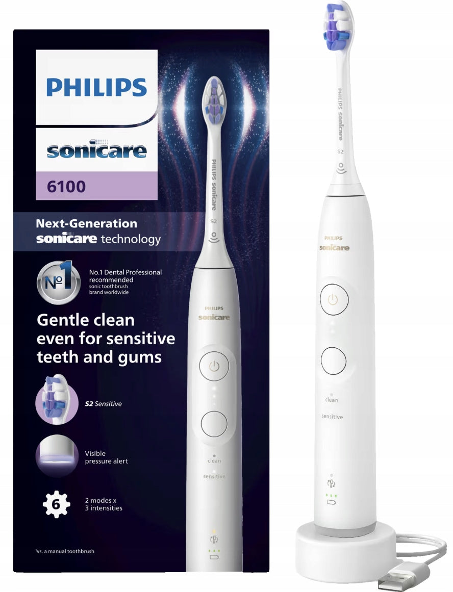 2X Electric toothbrush Philips Sonicare 6100 white sonic battery