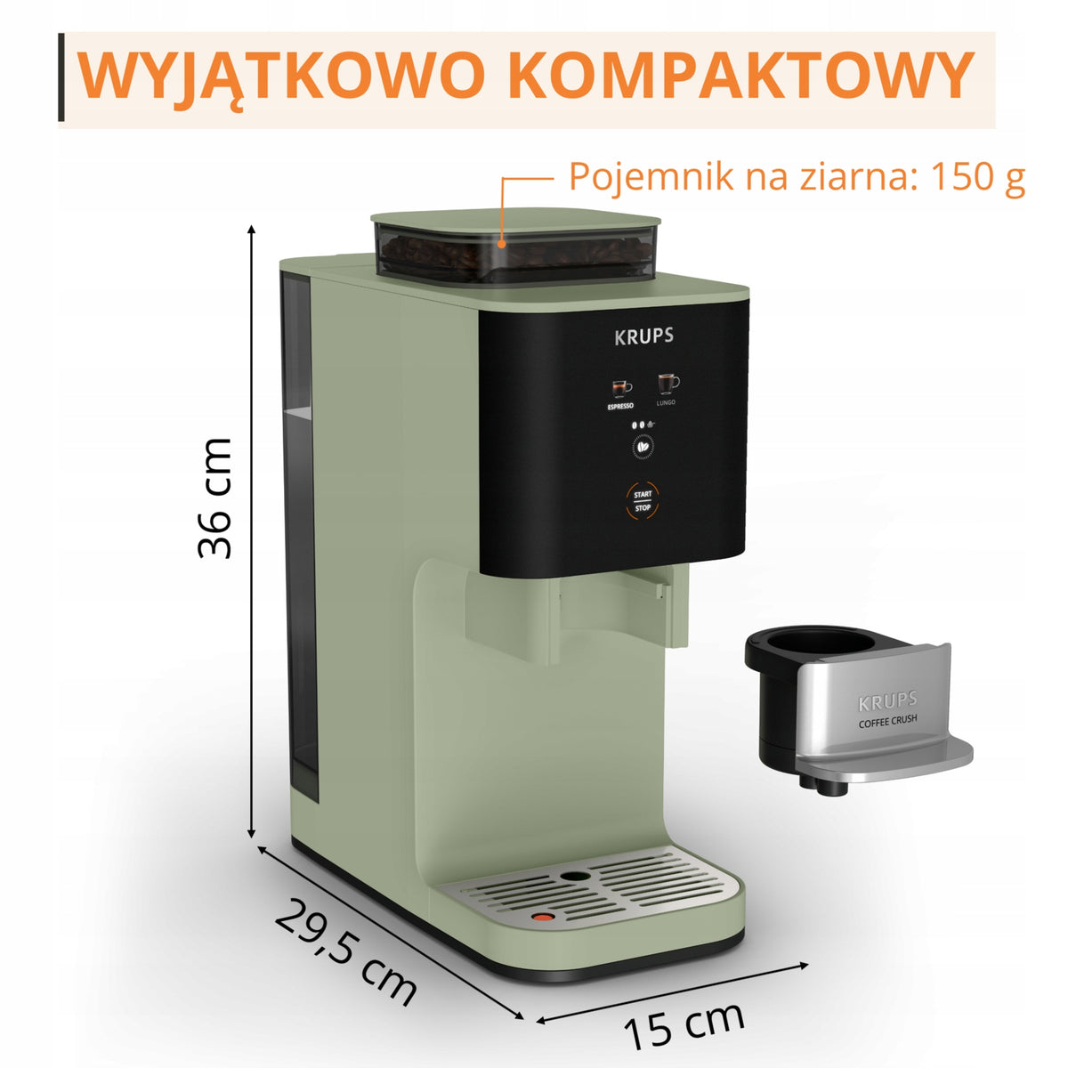 2X Espresso machine KRUPS SA401LE0 Coffee Crush 15cm wide Pistachio Model SA401LE0