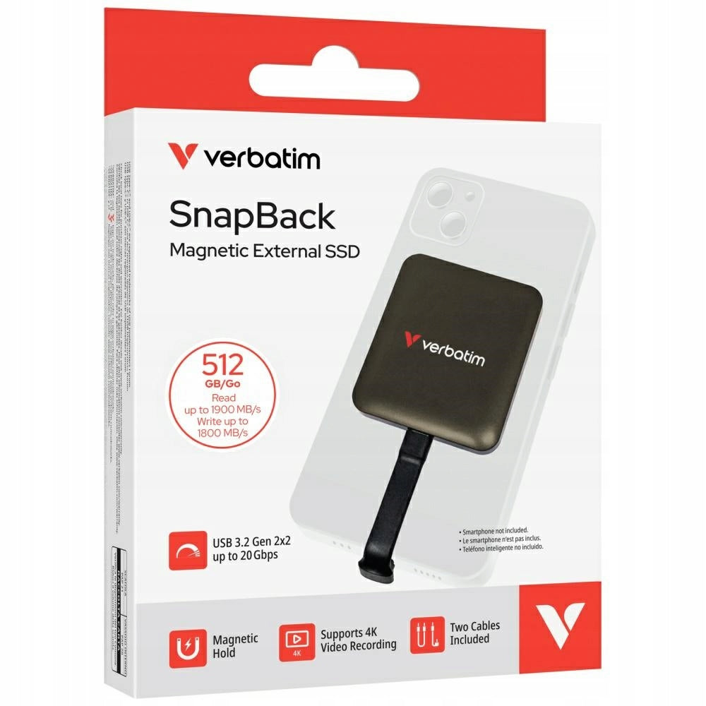 2X External SSD Verbatim SnapBack Magnetic SSD 512GB Mocha Metallic Model SnapBack