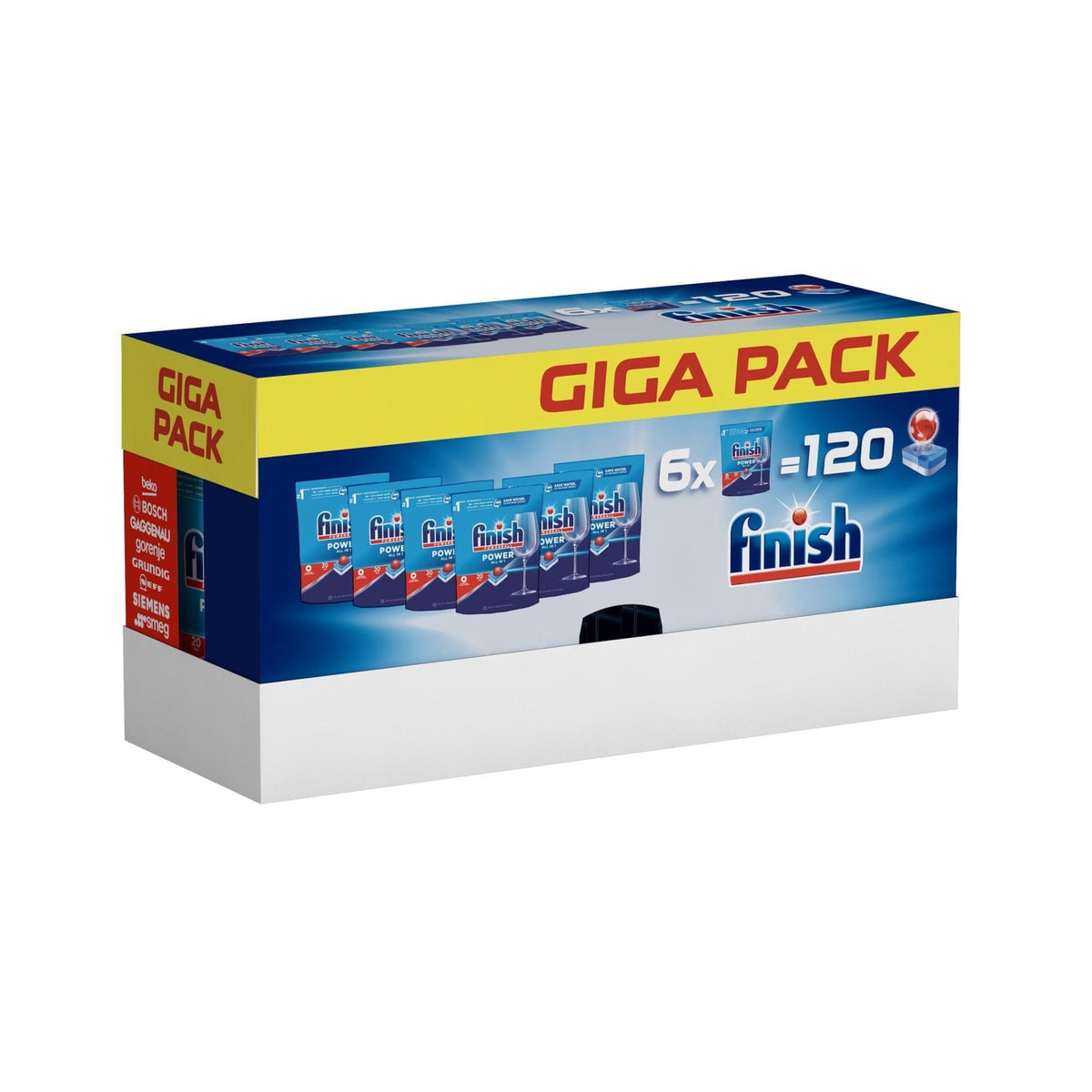 2X FINISH 6x20pcs All in 1 Regular MEGA PROMO Dishwasher Tablets Brand Finish