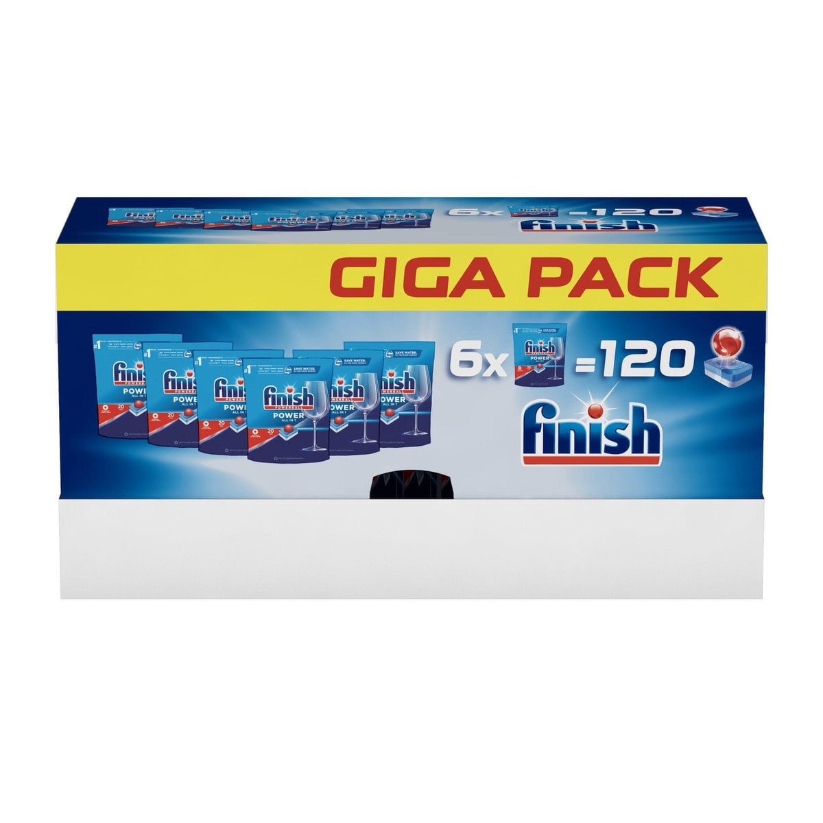 2X FINISH 6x20pcs All in 1 Regular MEGA PROMO Dishwasher Tablets