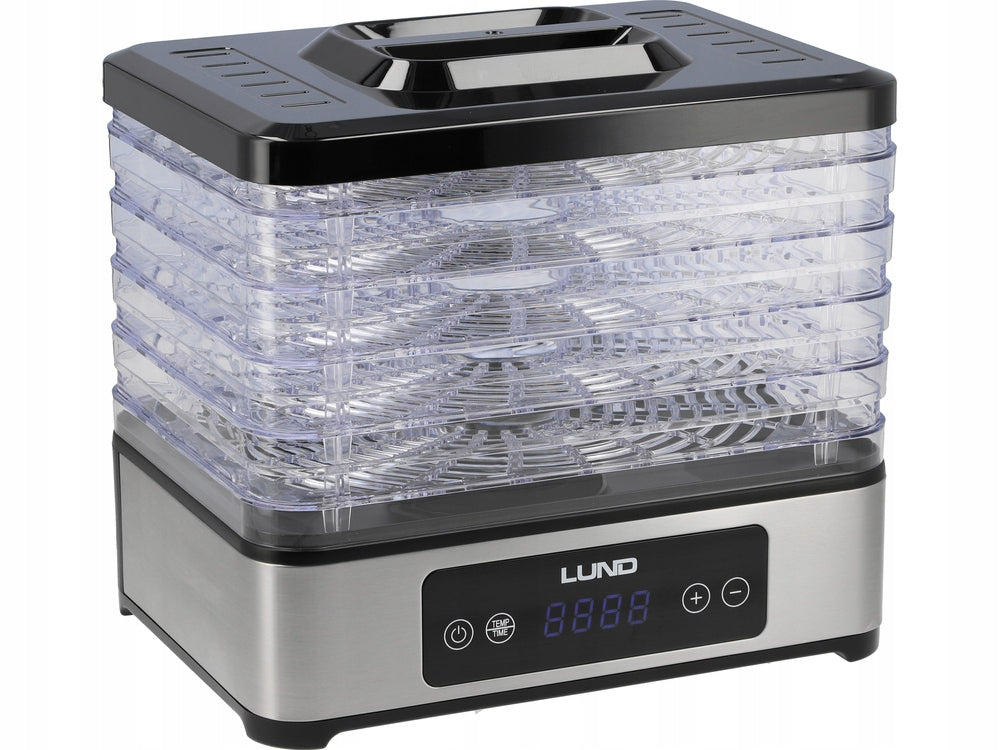 2X FOOD DRYER LUND 400 IN 5 TRAYS FOR VEGETABLE FRUIT MUSHROOMS REGULATION T Dominant color silver