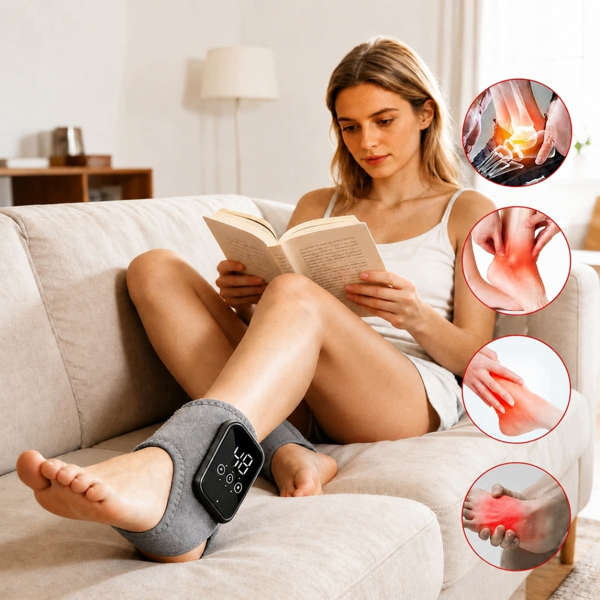 2X FOOT AND ANKLE MASSAGER GREY WITH HEATING FUNCTION PAIN REHABILITATION Brand no brand