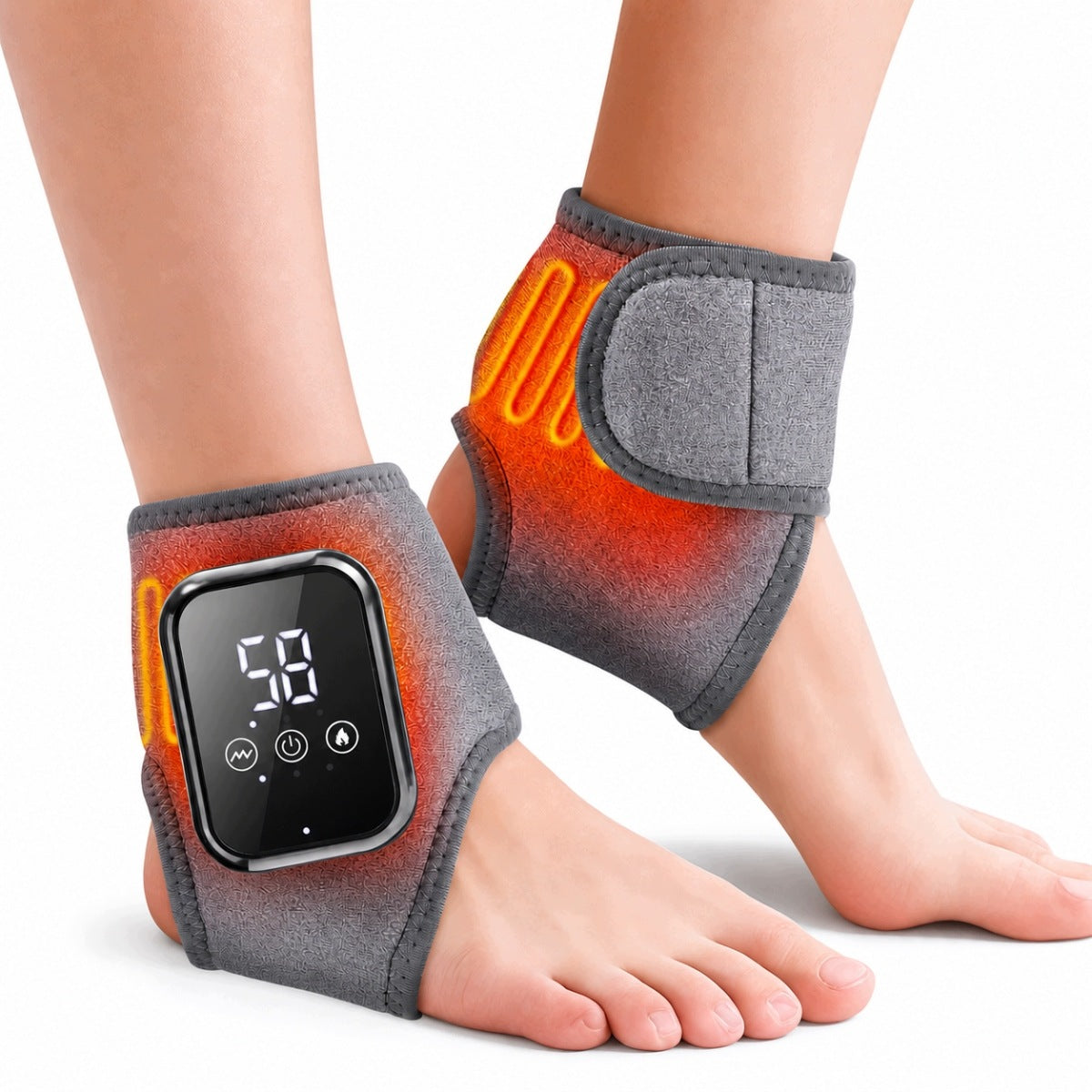 2X FOOT AND ANKLE MASSAGER GREY WITH HEATING FUNCTION PAIN REHABILITATION Kind feet