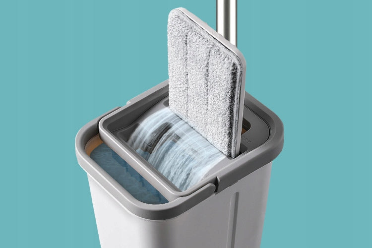 2X Flat mop with two-chamber bucket with squeezer 2 insert stick telescope Brand Teesa