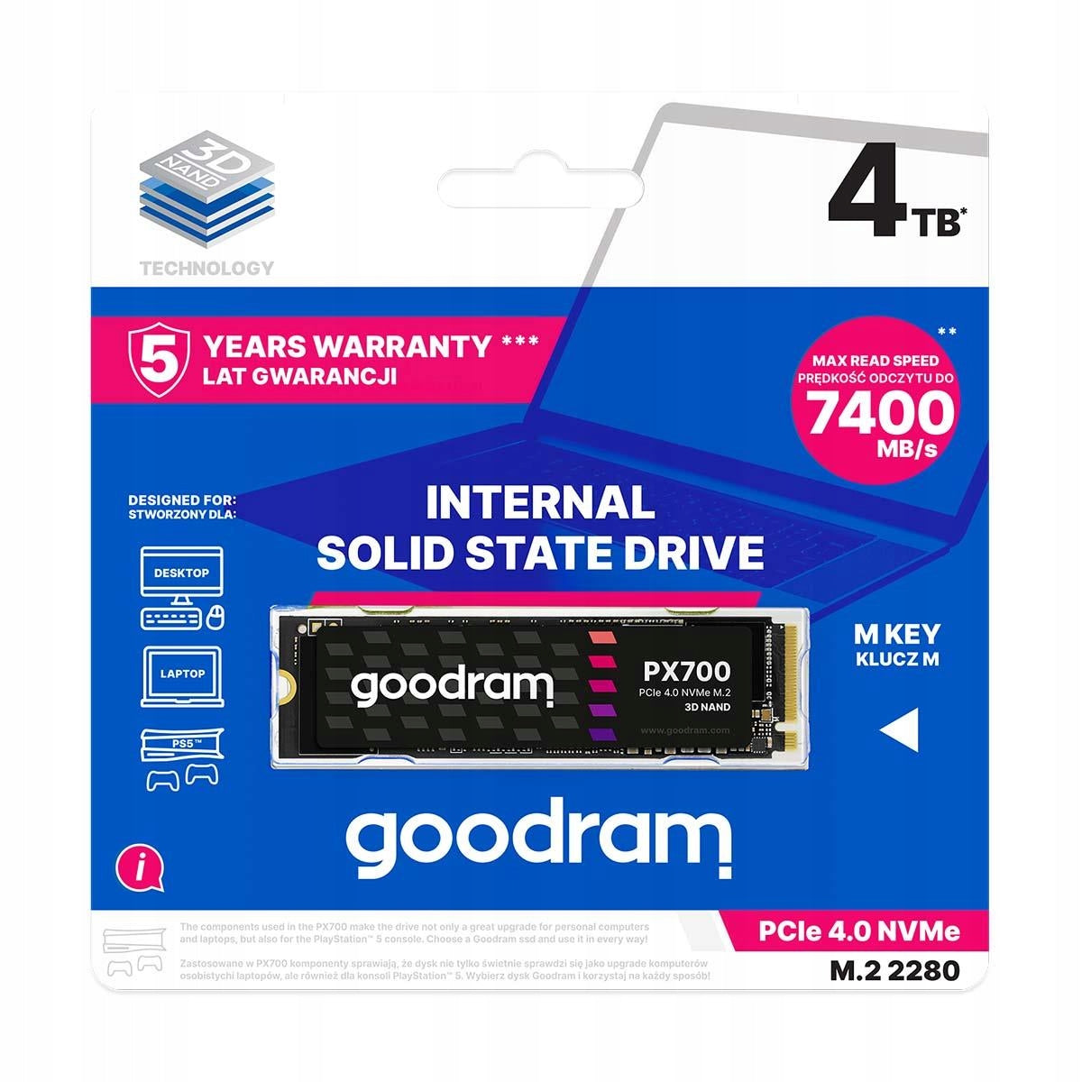 2X GOODRAM 4TB M.2 PCIe Gen4 NVMe PX700 SSD Manufacturer Goodram