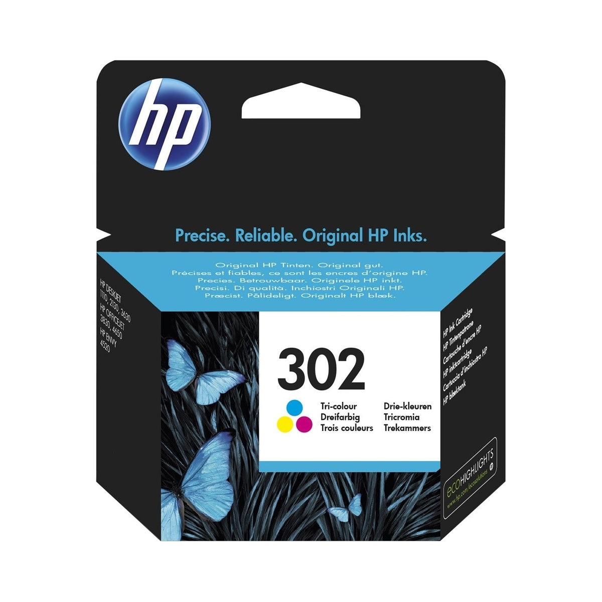 2X HP 302 Colour Instant Ink F6U65AE