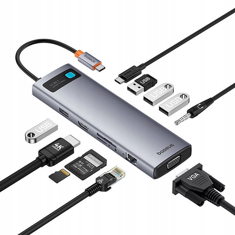 2X HUB BASEUS USB-C 11in1 TO USB-C PD 3x USB-A HDMI VGA AUX RJ-45 SD TF Manufacturer Baseus