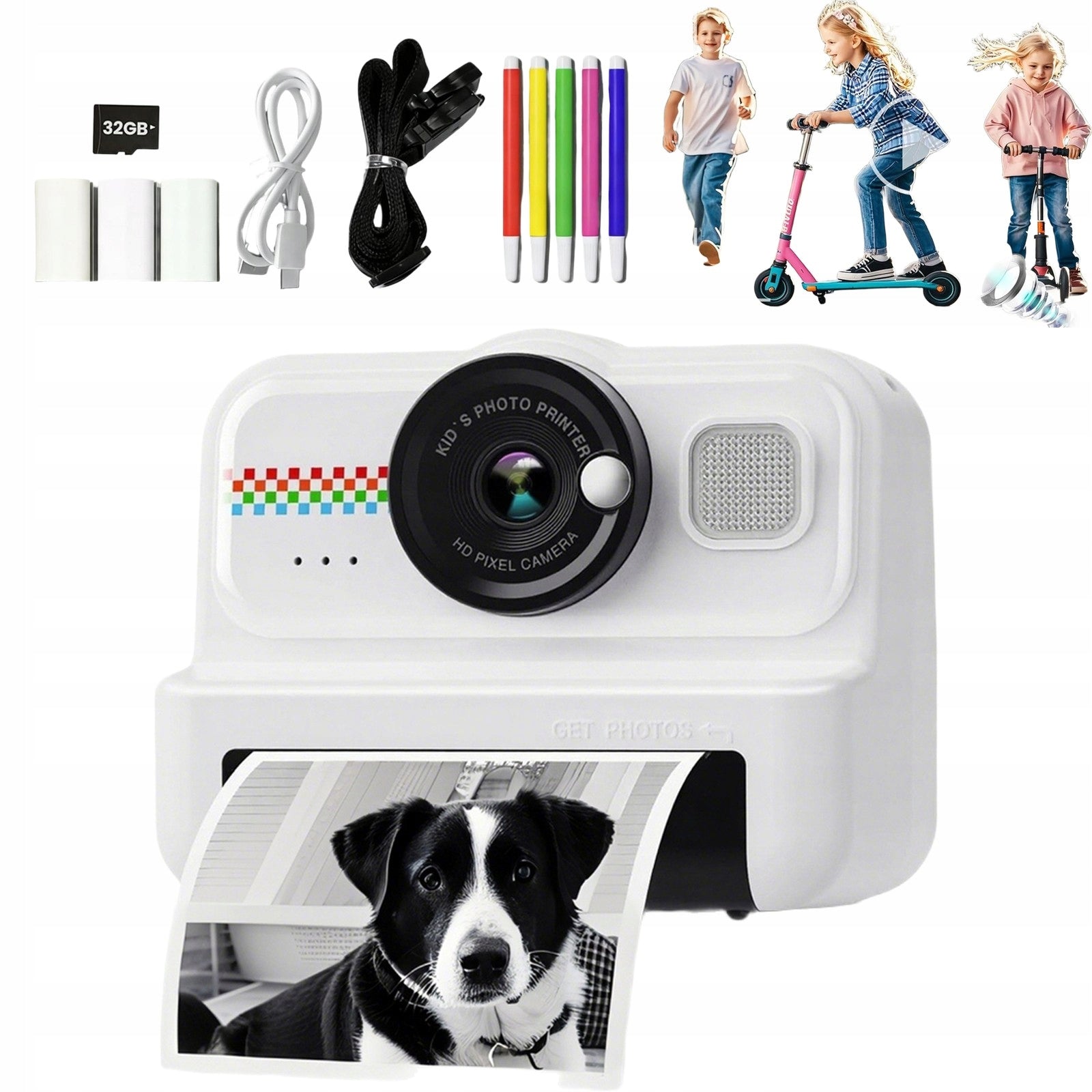 2X INSTANT CAMERA FOR CHILDREN WITH THREE ROLLS OF PRINTING PAPER