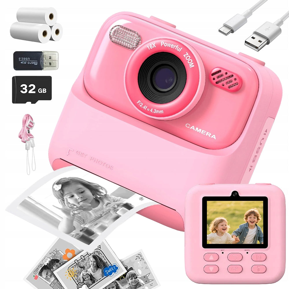 2X INSTANT DIGITAL CAMERA FOR KIDS 2 PRINTING MODES 32GB + 3 ROLL Brand no brand