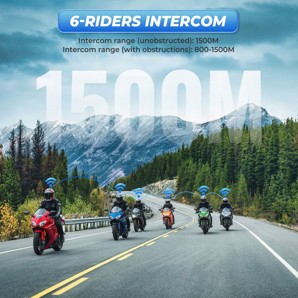 2X INTERCOM MOTORCYCLE INTERCOM BLUETOOTH V6 PLUS WATERPROOF IPX65 1500M EAN (GTIN) 9331727739579