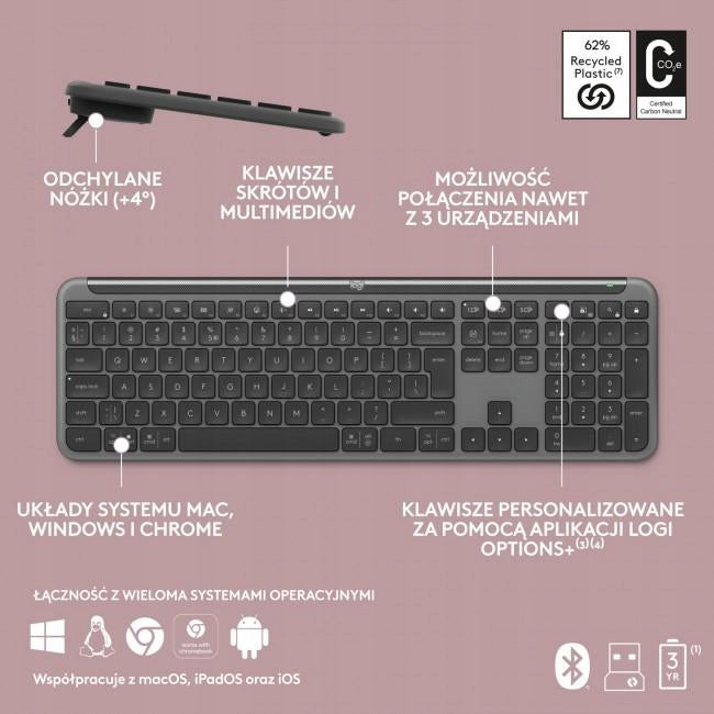 2X KEYBOARD LOGITECH K950 Signature Slim Graphite US Manufacturer Logitech