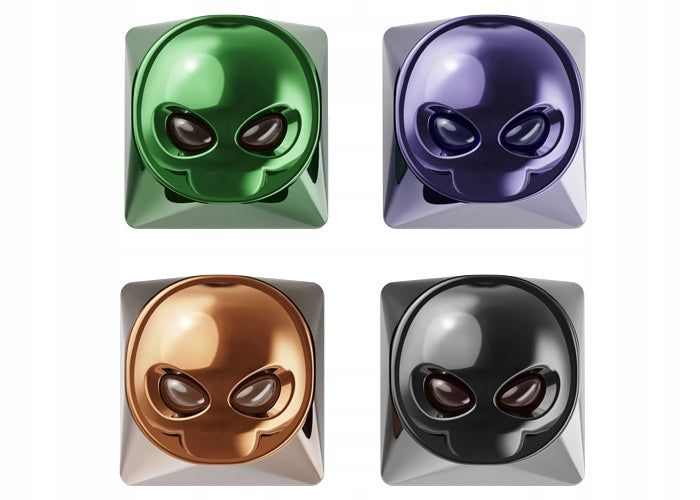 2X KEYCAPS KEYBOARD KEYS ALIEN GREY x4 COLORS / BACKLIT EYES