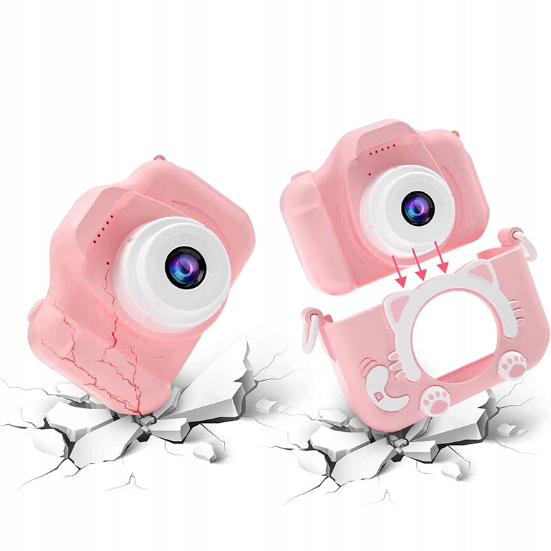 2X KIDS DIGITAL CAMERA FULL HD 1080p GAME CAMERA | XXL PINK SET