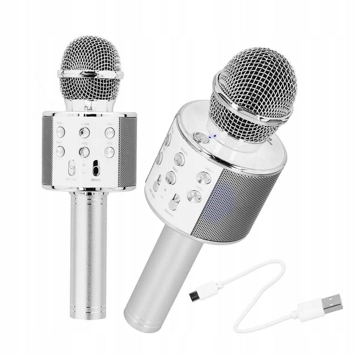 2X Karaoke Microphone - Silver Izoxis 22188 Manufacturer code 22188