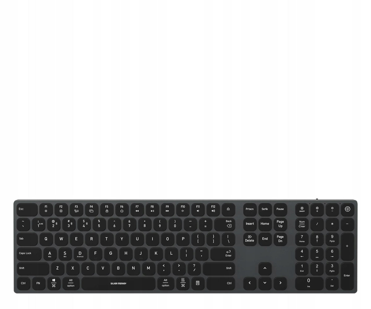 2X Keyboard Silver Monkey Alu Keys Premium Backlight Black