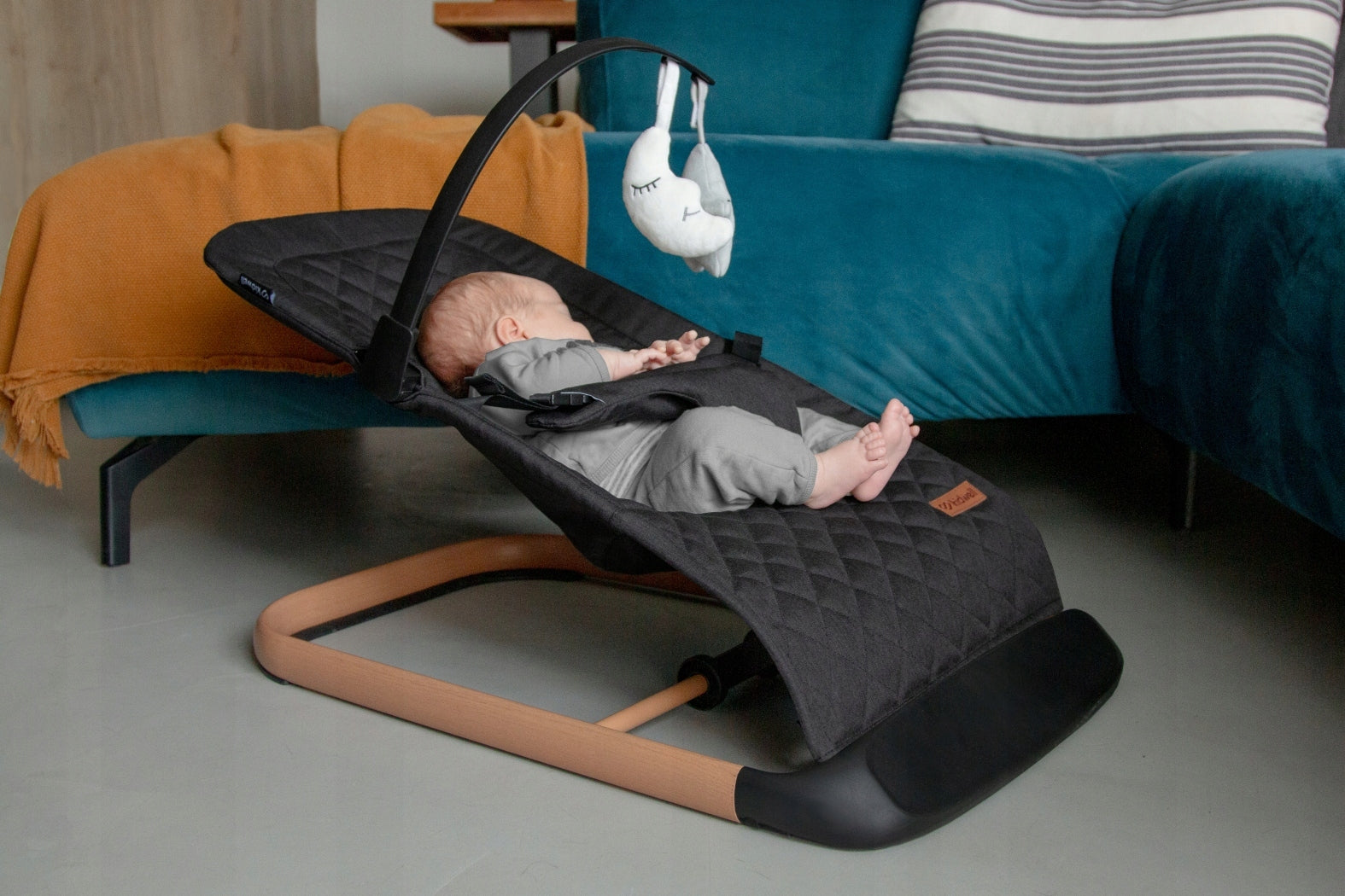 2X Kidwell Full LARO Grey/Wooden Scandinavian Rocker Lounger Brand Kidwell