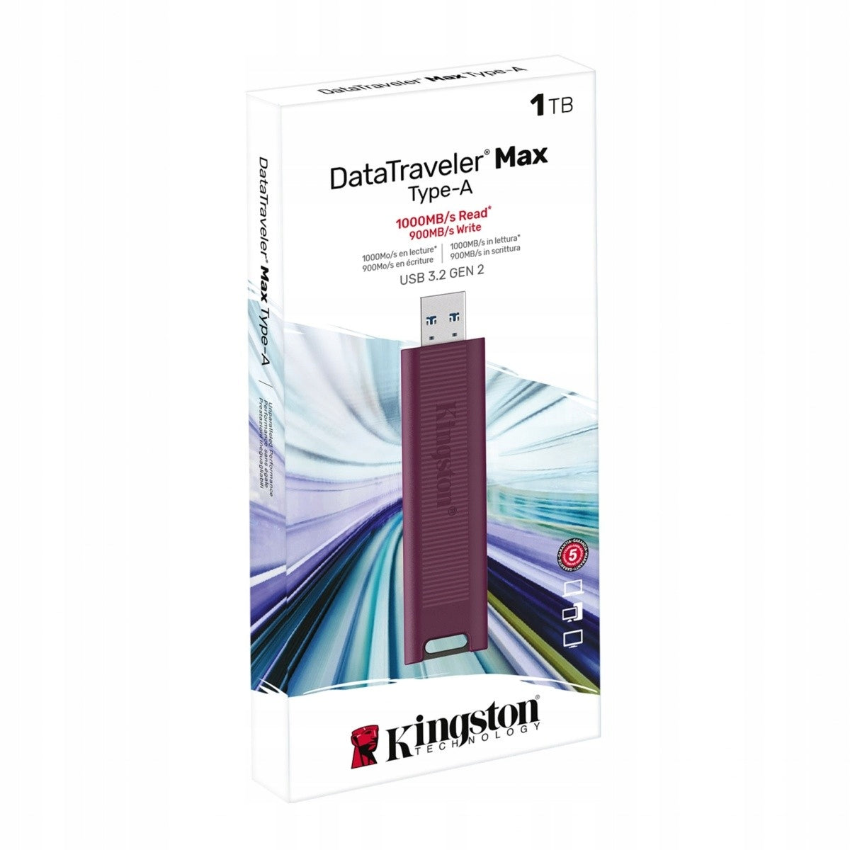 2X Kingston 1TB DataTraveler Max Pendrive Type A (USB 3.2) 1000MB/s Color red