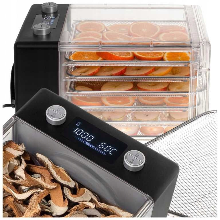 2X LARGE Fruit Mushroom Dryer Vegetable Thermocouple 550W 5 Trays High t Brand ADLER