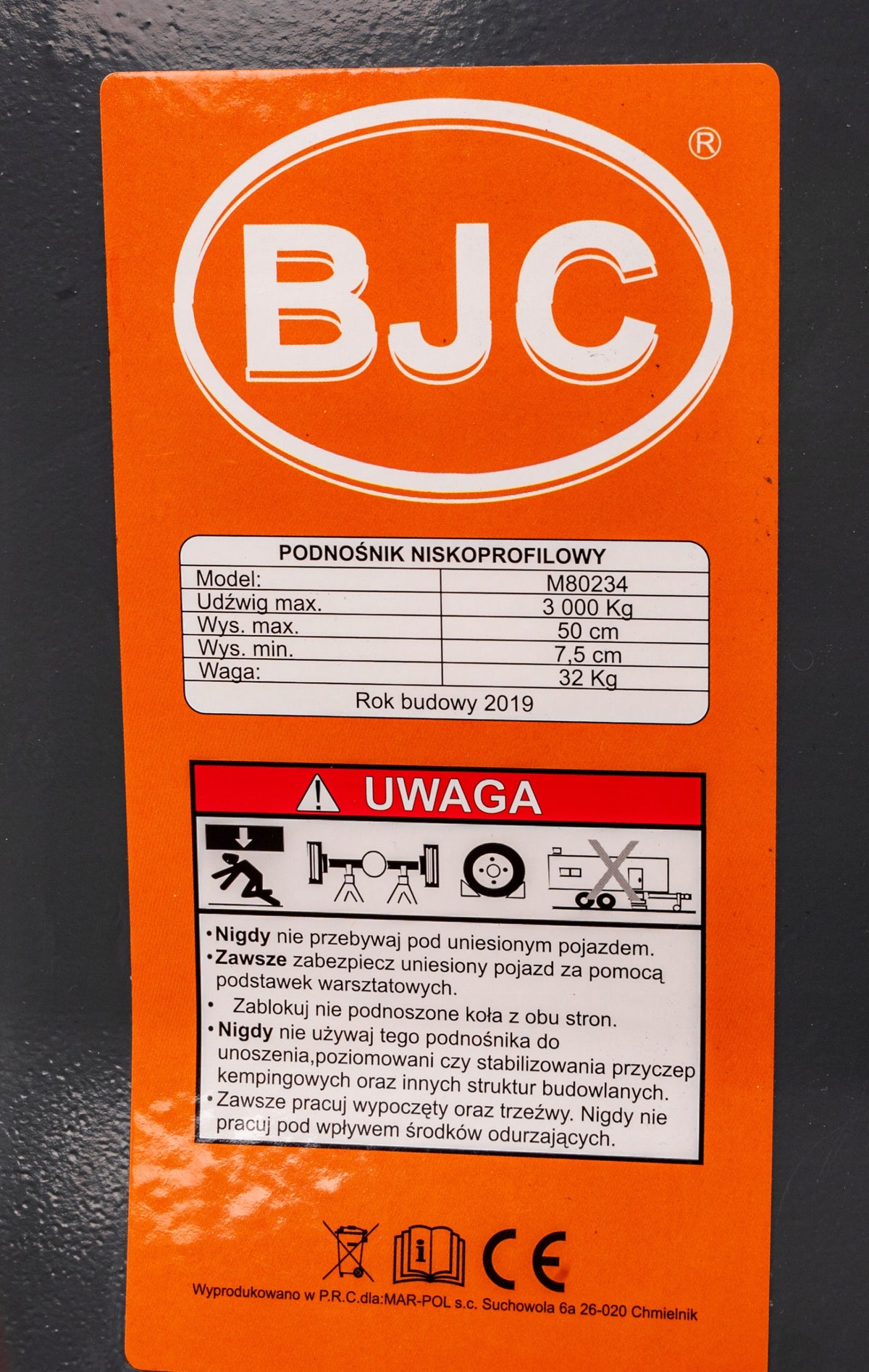 2X LOW PROFILE LIFT 75mm LEVER FROG BJC 3T Product weight with unit packaging 29 kg
