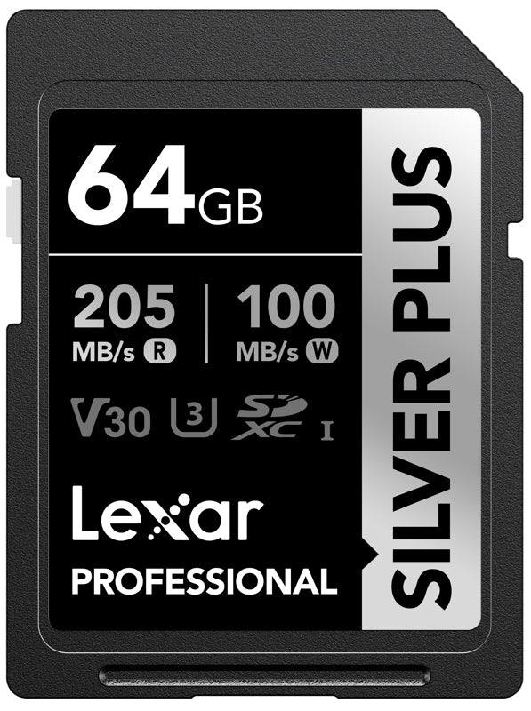 2X Lexar 64GB Silver Plus SDXC UHS-I U3 V30 SD Card Manufacturer Lexar
