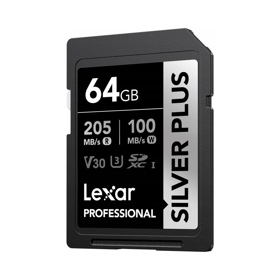 2X Lexar 64GB Silver Plus SDXC UHS-I U3 V30 SD Card