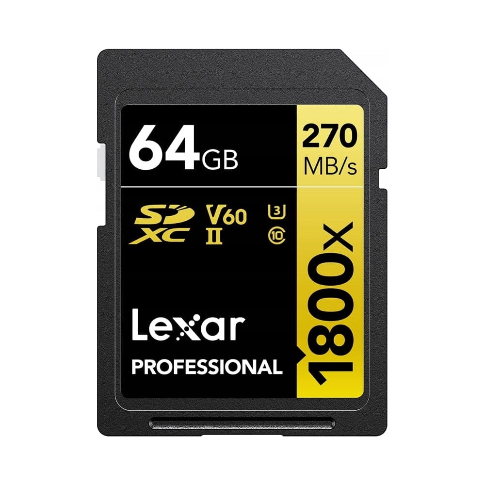 2X Lexar SD Card 64GB 1800x Professional SDXC UHS-II U3 ​​V60