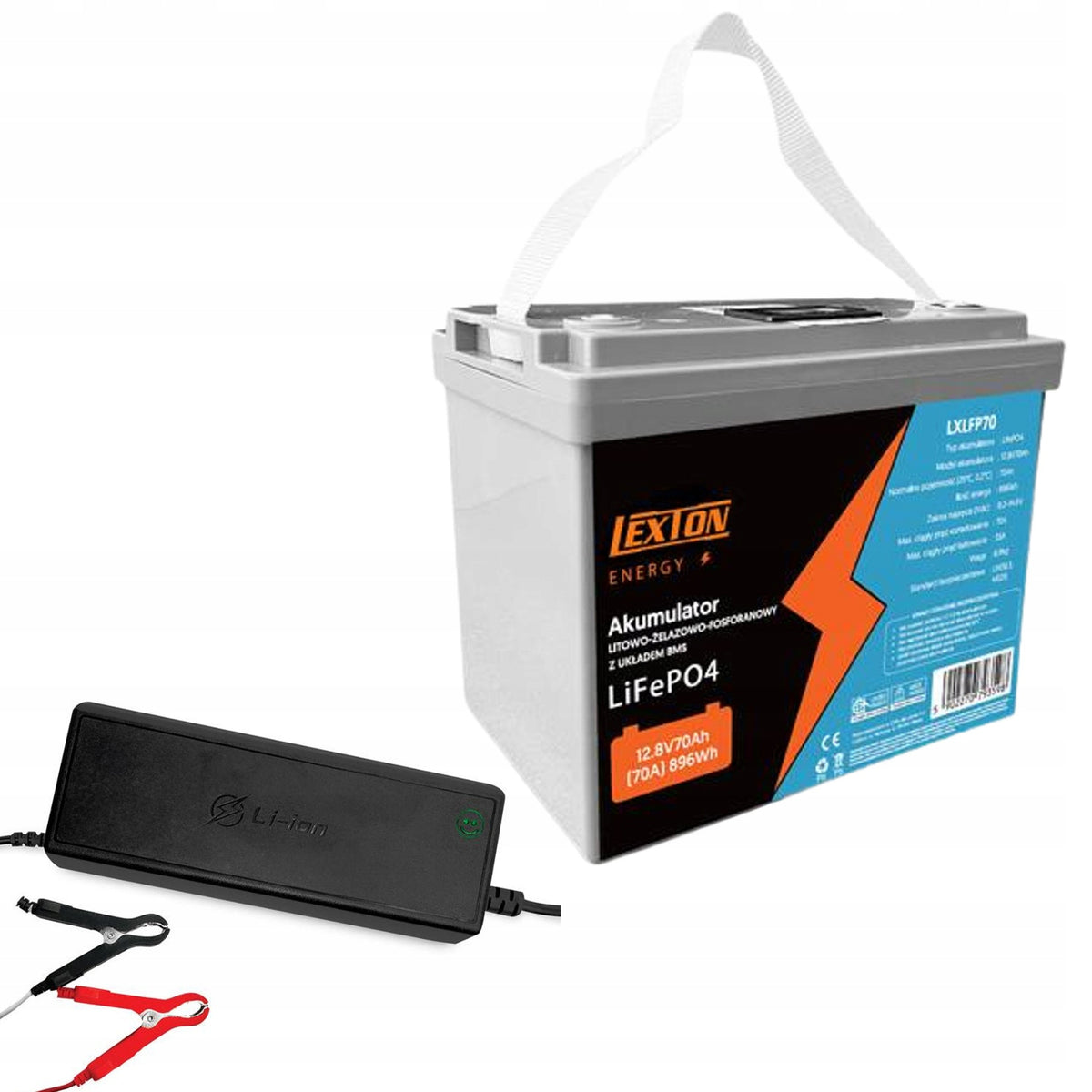 2X Lexton 12.8V 70Ah Battery with BMS LifePO4 + Rectifier