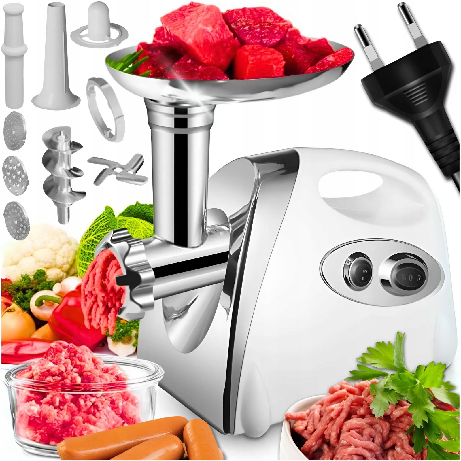 2X MEAT GRINDER 2800W FOR FILLING ELECTRIC SAUSAGES 3 STRAINERS Brand MEMFLOW