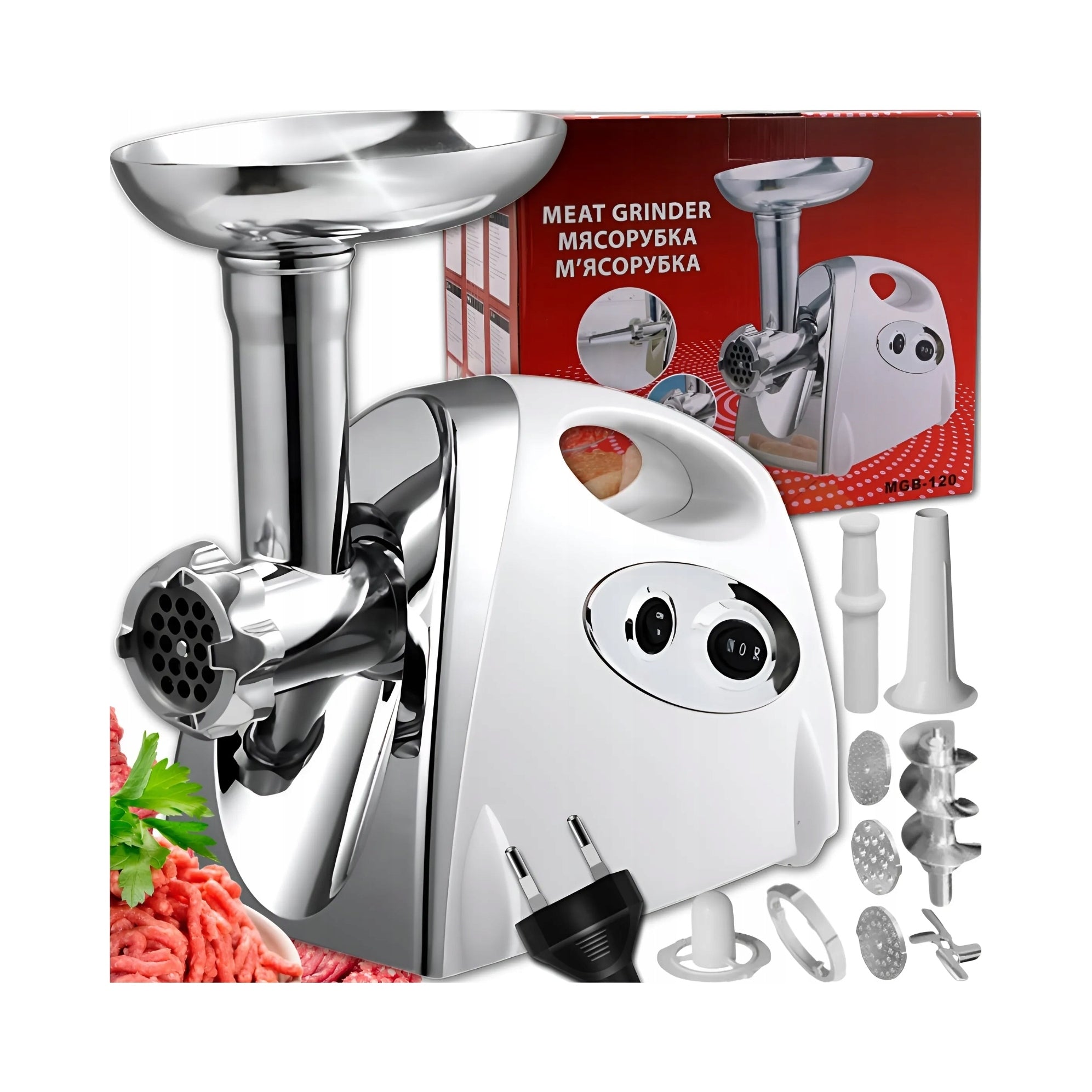 2X MEAT GRINDER 2800W FOR FILLING ELECTRIC SAUSAGES 3 STRAINERS